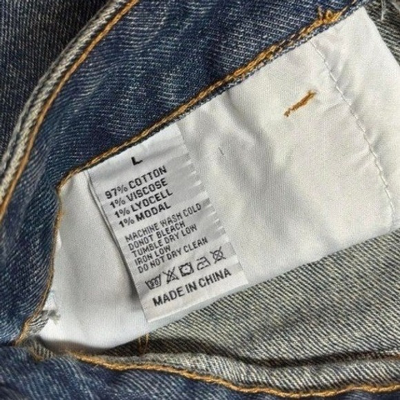 Y2K Baggy Distressed Hi Rise Denim Blue Mom Jeans Wide Leg‎ Womens Large Faded - Picture 5 of 8